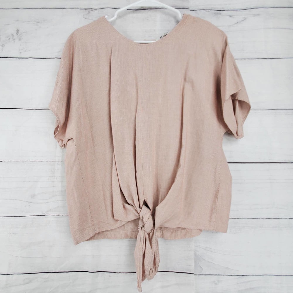 Madewell Front Tie Exposed Buttons Short Sleeve
